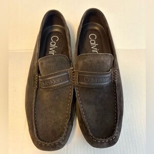 Calvin Klein Men's Brown Suede Loafers. Size 11